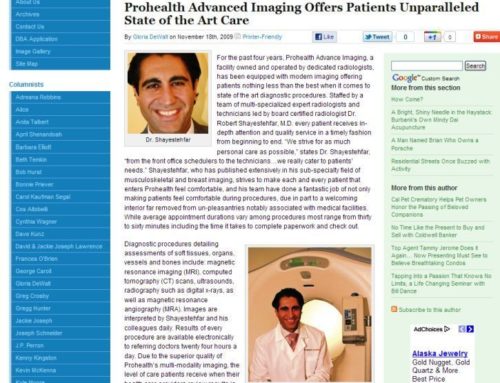 Tolucan Times: Prohealth Advanced Imaging Offers Patients Unparalleled State of the Art Care